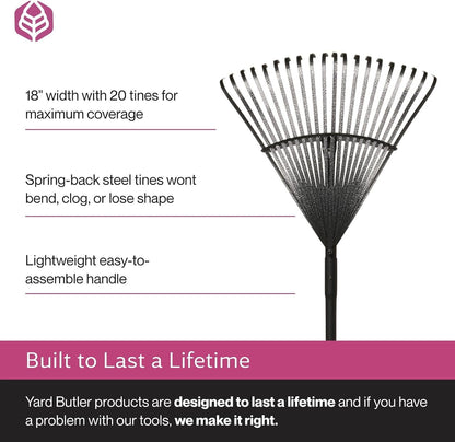 Yard Butler World's Greatest Leaf Rake, Durable Steel Design ILT-20