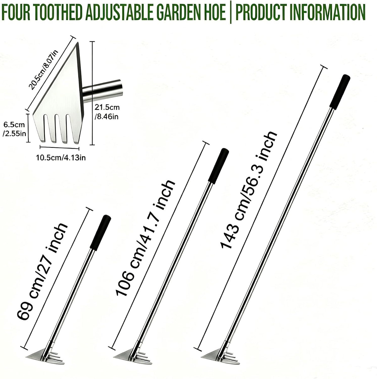 BARAYSTUS Garden Hoe Heavy Duty, Adjustable Long Handle Weeding Tool