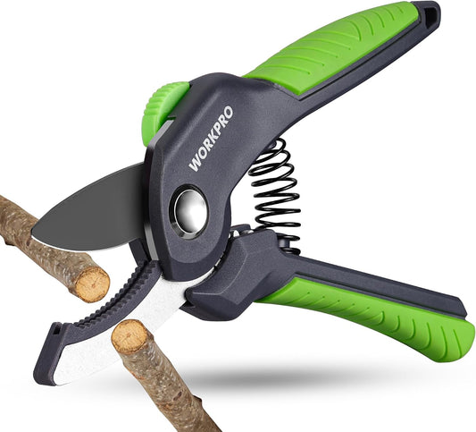 WORKPRO 8.5" Anvil Pruning Shear, Heavy Duty Garden Scissors & Clippers