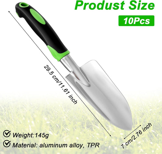 10 Pcs Garden Shovel Aluminum Alloy Heavy Duty Trowel Garden Tool Small Shovels for Digging Metal Hand Trowel Spade with Soft Handle for Lawn Yard Farm Home Shop Planting