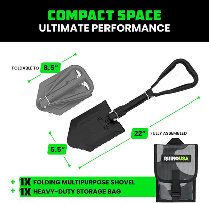 Rhino USA Folding Survival Shovel with Pick - Military Entrenching Tool