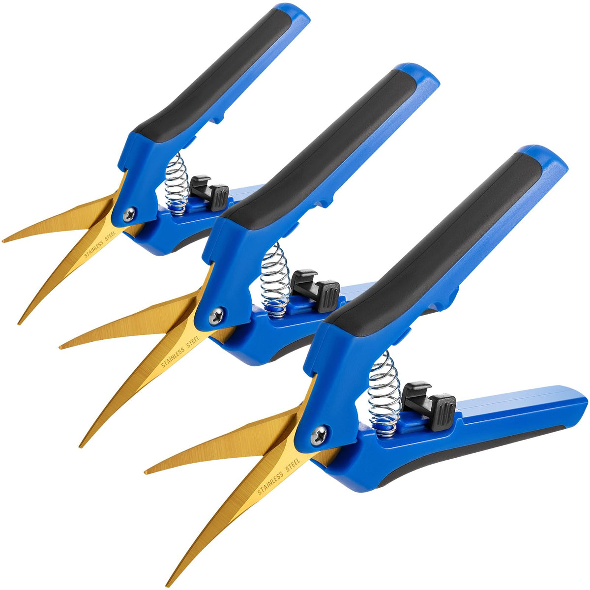 GROWNEER 3 Packs 6.5 Inch Pruning Shears Gardening Hand Pruning Snips Gardening Scissors with Straight Stainless Steel Precision Blades