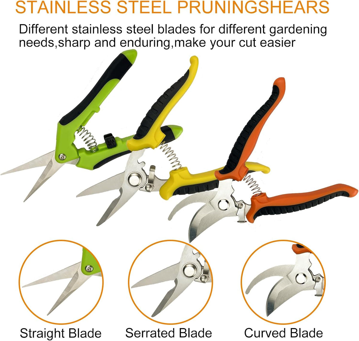 Pruning Shears, 5 Pack Garden Shears with Gardening gloves, Clippers Handheld, Stainless Steel Garden Snips, Lengnoyp Pruners for Gardening