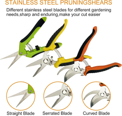 Pruning Shears, 4 Pack Garden Shears with Gardening gloves, Clippers Handheld, Stainless Steel Garden Snips, Lengnoyp Pruners for Gardening