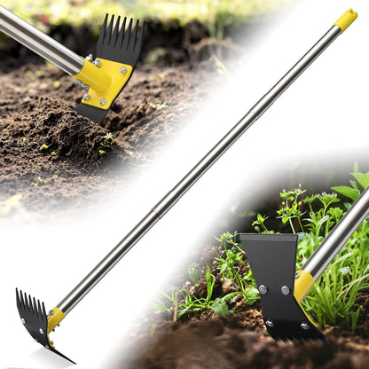 Garden Hoe - Weed Hoe Rake and Cultivator Garden Tool for Weeds Long Handle - Heavy Duty Scuffle Field Grub Dutch Digging Weeding Hand Held Hoes for Gardening (Blaze Orange)