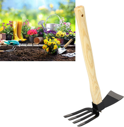 Garden Hoe, Hand Rake Tool with Ergonomic Handle for Weeding Harvesting,