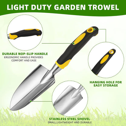 Product Image Yaocom Garden Shovel Aluminum Alloy Heavy Duty Trowel Garden Tool Small Shovels for Digging Metal Hand Trowel Spade with Soft TPR Handle for Lawn Yard Farm Home Shop Planting(12 Pcs)