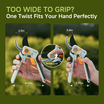 PrunePro Pruning Shears Loppers Set - Adjustable Bypass Hand Pruner Sharp German Stainless Steel Teflon Coating Garden Clippers for Branches Stem Plant Tree Cutters