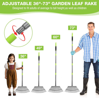 WORKPRO Rakes, Small Leaf Rake with 73” Adjustable Long Handle
