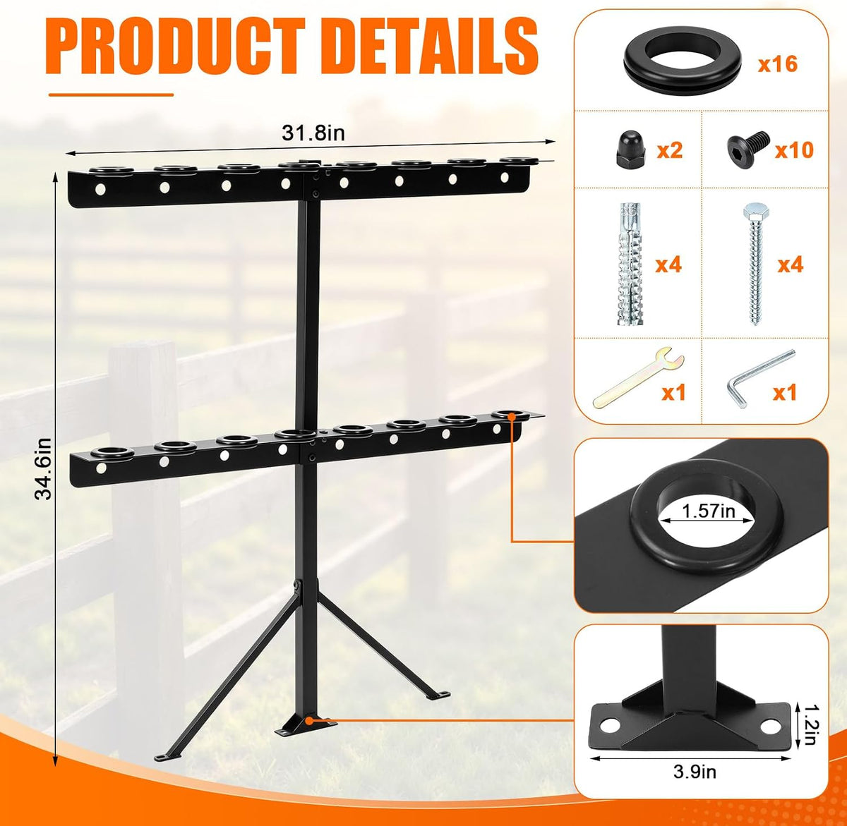 Trailer Tool Racks for Lawn Equipment 8 Hole Truck Shovel Holder