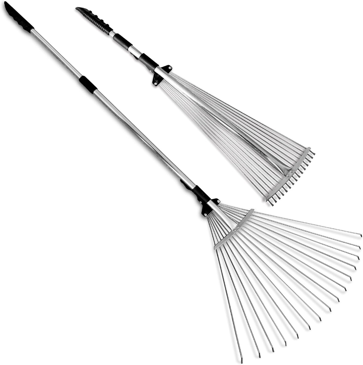 TABOR TOOLS J16A Adjustable Metal Leaf Rake with Expandable Head 8-23", Collapsible & Telescopic Grass Rake for Lawns, Garden & Yard, Ideal for Leaves, Shrubs & Small Areas