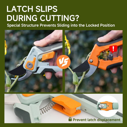 PrunePro Pruning Shears Loppers Set - Adjustable Bypass Hand Pruner Sharp German Stainless Steel Teflon Coating Garden Clippers for Branches Stem Plant Tree Cutters