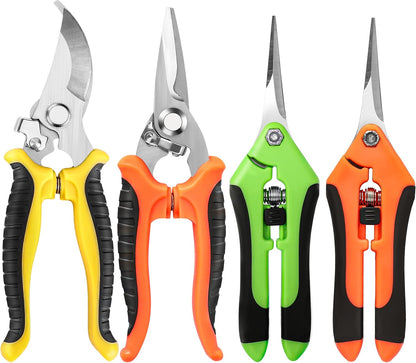 EWPJDK 4 Pack Garden Pruning Shears Scissors Clippers Stainless Steel