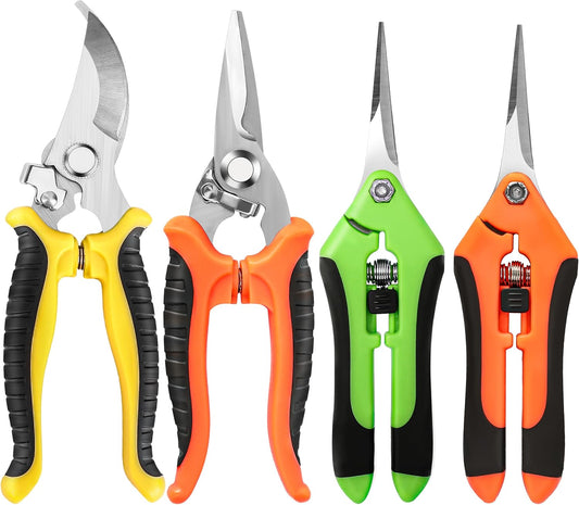 EWPJDK 4 Pack Garden Pruning Shears Scissors Clippers Stainless Steel