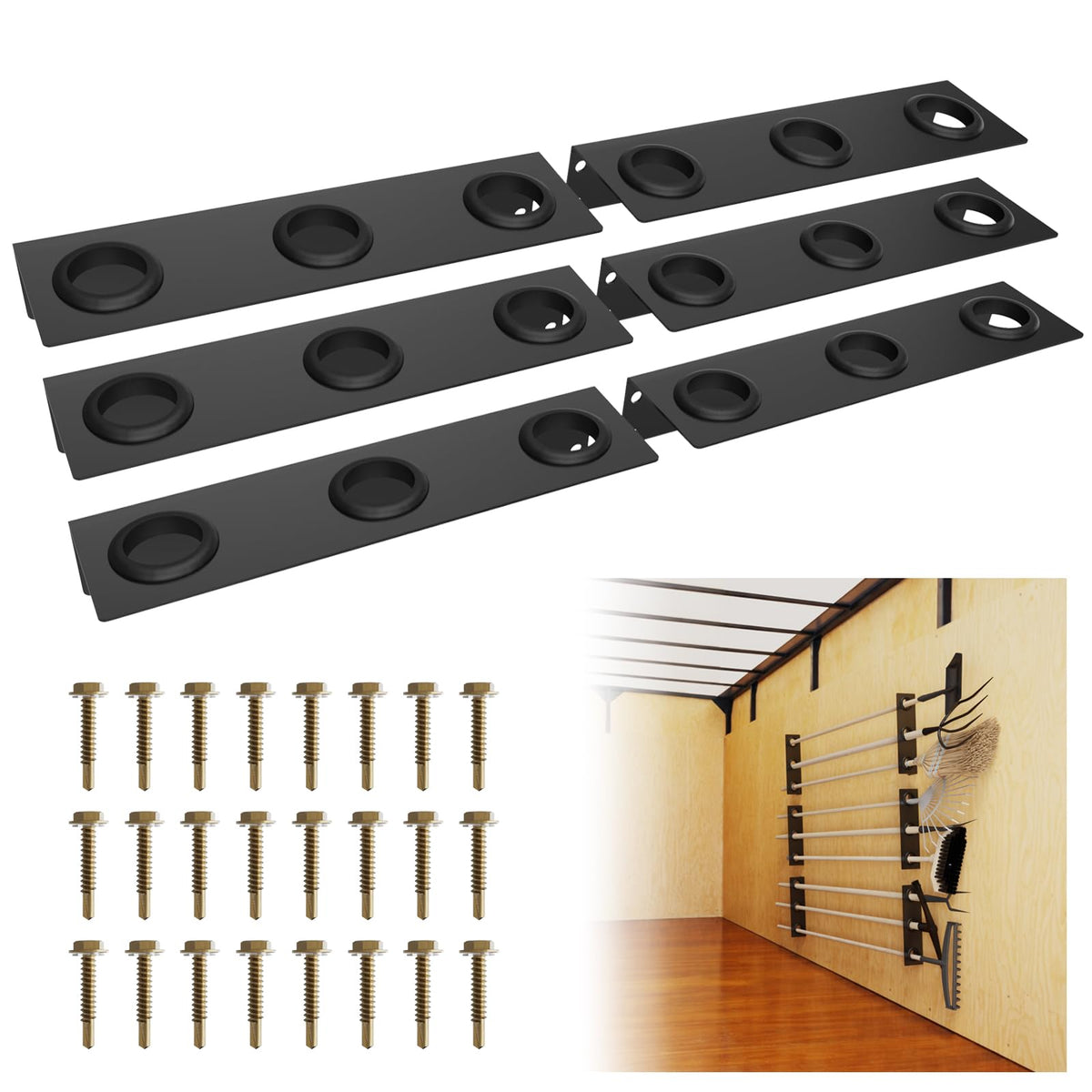 Utility Trailer Tool Rack, 4Pcs 3 Hole Shovel Holder