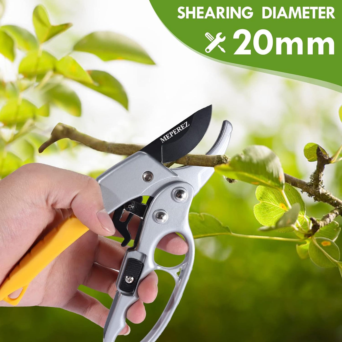 Premium German-style Pruning Shears, Super Sharp Scissors Gardening Tools, Pruners 4x Cutting Power Trimming, 1-Inch Cut Capacity Garden Clippers, Ergonomic, Durable, Arthritis Weak Hand Snips