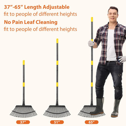 Rake for Leaves Heavy Duty, Large Garden Leaf Rakes for Lawns, 65 Inch Gardening Rake with Back-Saving Long Handle, 18.5” Wide 25 Tines Head for Quick Cleanup Yard Grass Clippings, Anti-Rust