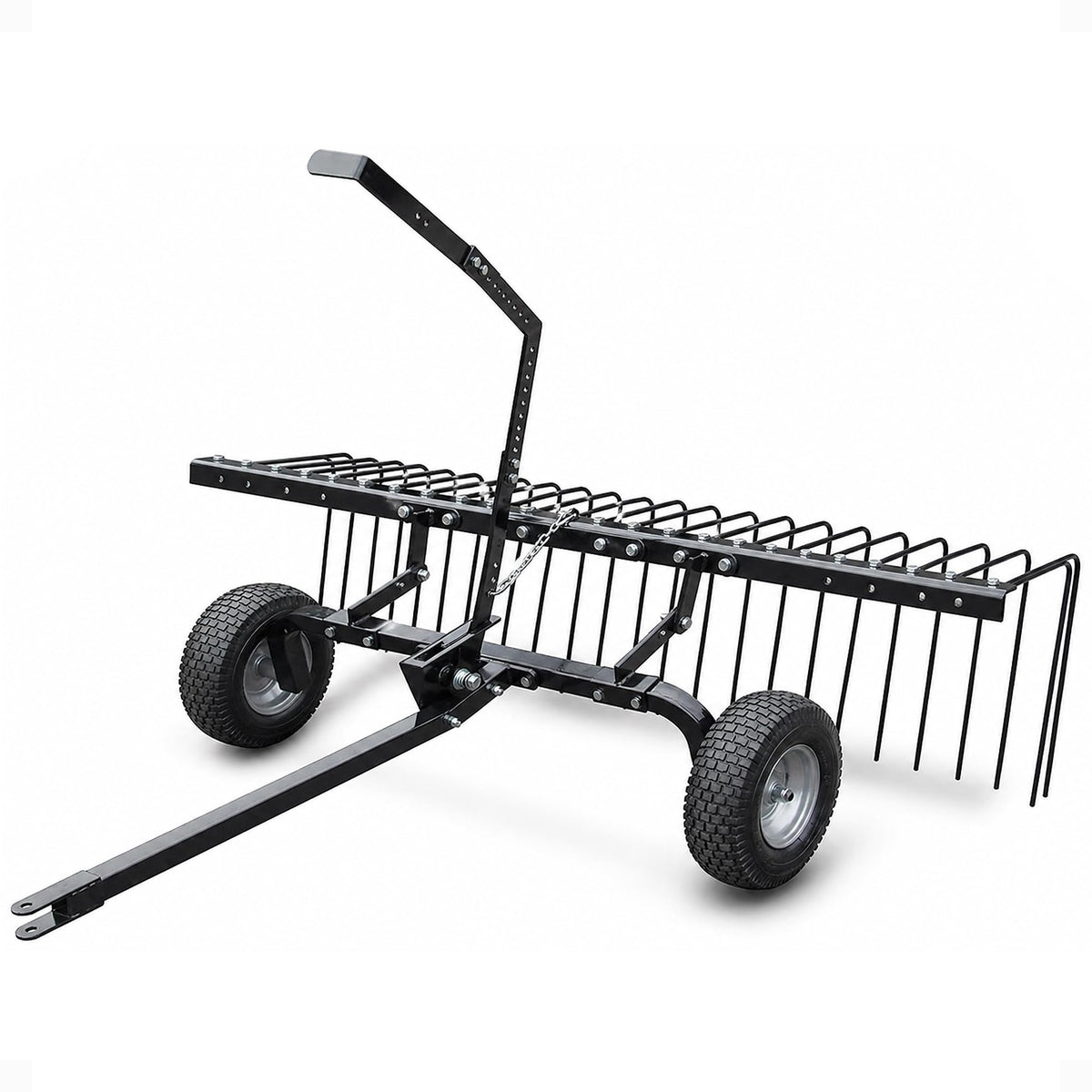 Yard Tuff Steel Pine Straw Rake and Lawn Sweeper, 24 Spring Tines, 60-Inch