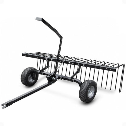 Yard Tuff Steel Pine Straw Rake and Lawn Sweeper, 24 Spring Tines, 60-Inch