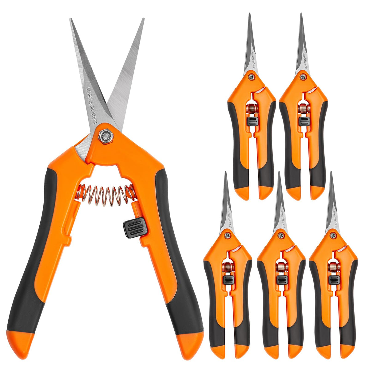 GROWNEER 3 Packs 6.5 Inch Pruning Shears Gardening Hand Pruning Snips Gardening Scissors with Straight Stainless Steel Precision Blades