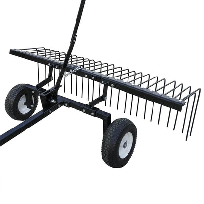 Yard Tuff Steel Pine Straw Rake and Lawn Sweeper, 24 Spring Tines, 60-Inch