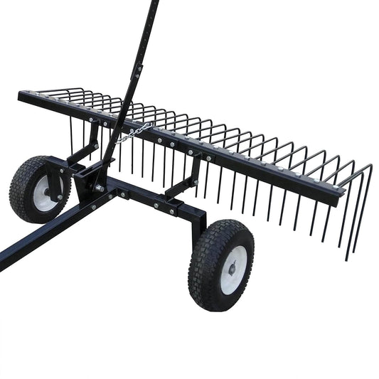 Yard Tuff Steel Pine Straw Rake and Lawn Sweeper, 24 Spring Tines, 60-Inch