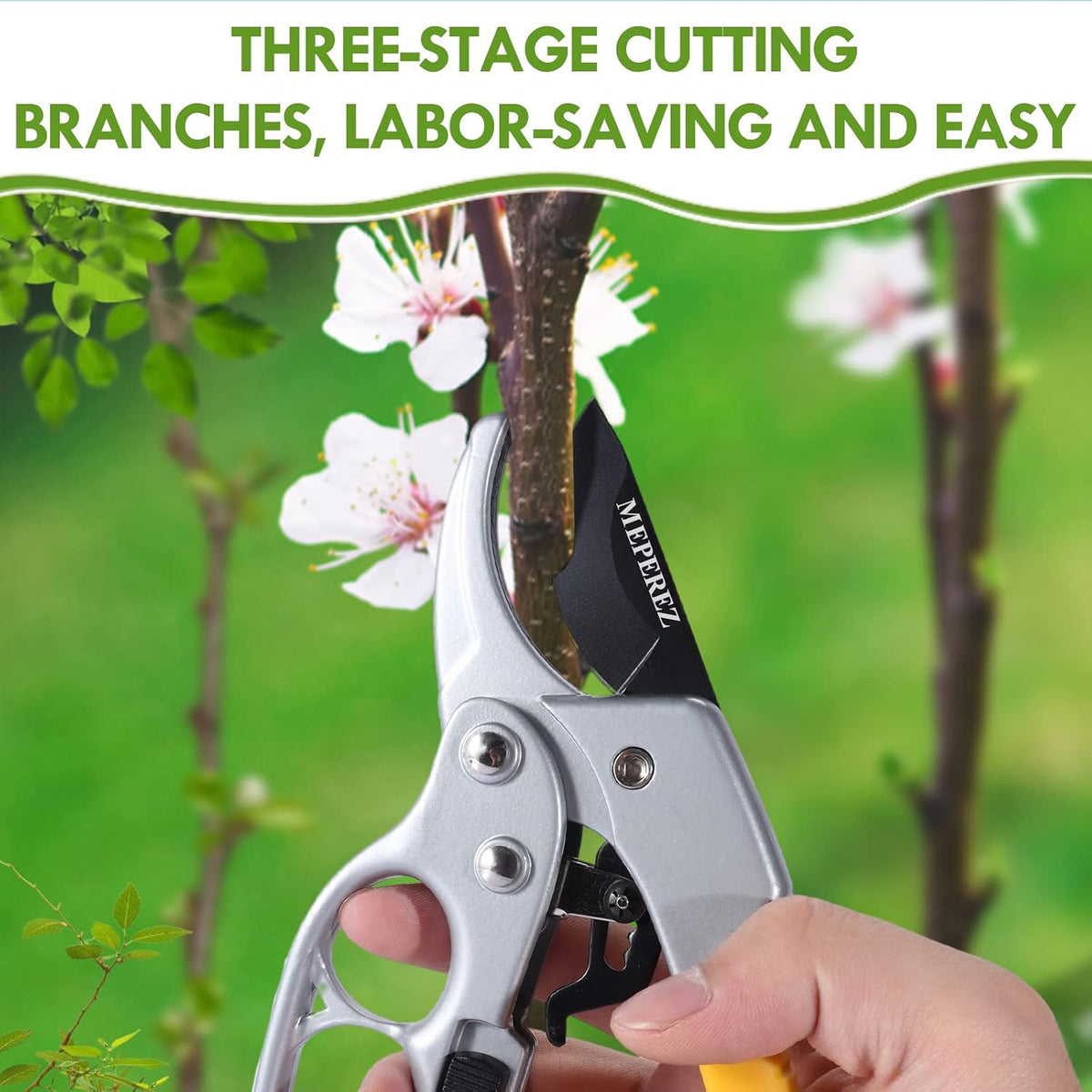 Premium German-style Pruning Shears, Super Sharp Scissors Gardening Tools, Pruners 4x Cutting Power Trimming, 1-Inch Cut Capacity Garden Clippers, Ergonomic, Durable, Arthritis Weak Hand Snips