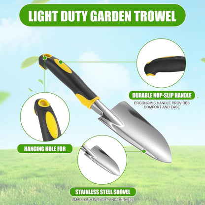 8 Pcs Garden Shovel Aluminum Alloy Heavy Duty Trowel Garden Tool Small Shovels for Digging Metal Hand Trowel Spade with Soft TPR Handle for Lawn Yard Farm Home Shop Planting