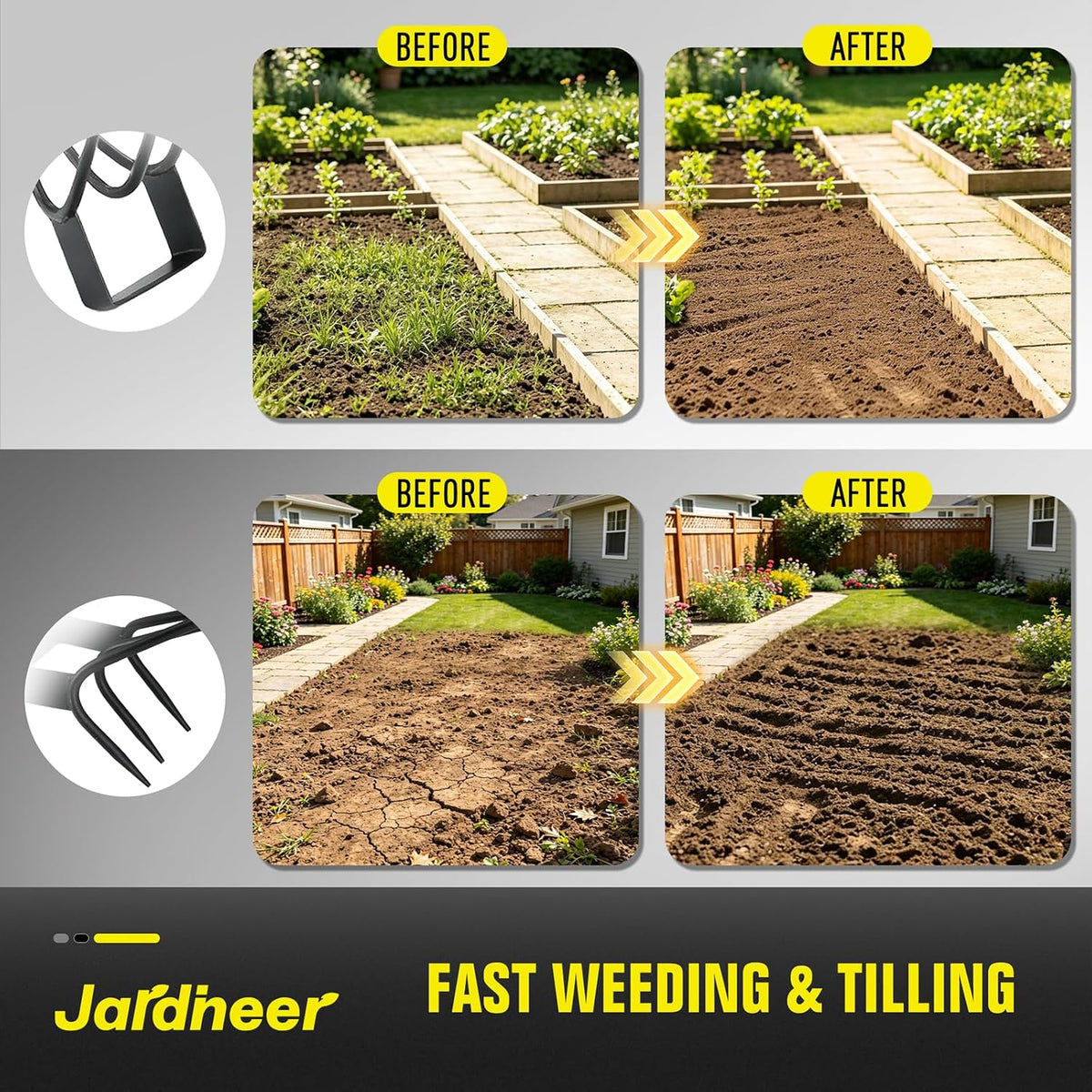 Jardineer 2-in-1 Hoe and Cultivator Long Handle, Garden Hoe for Weeding