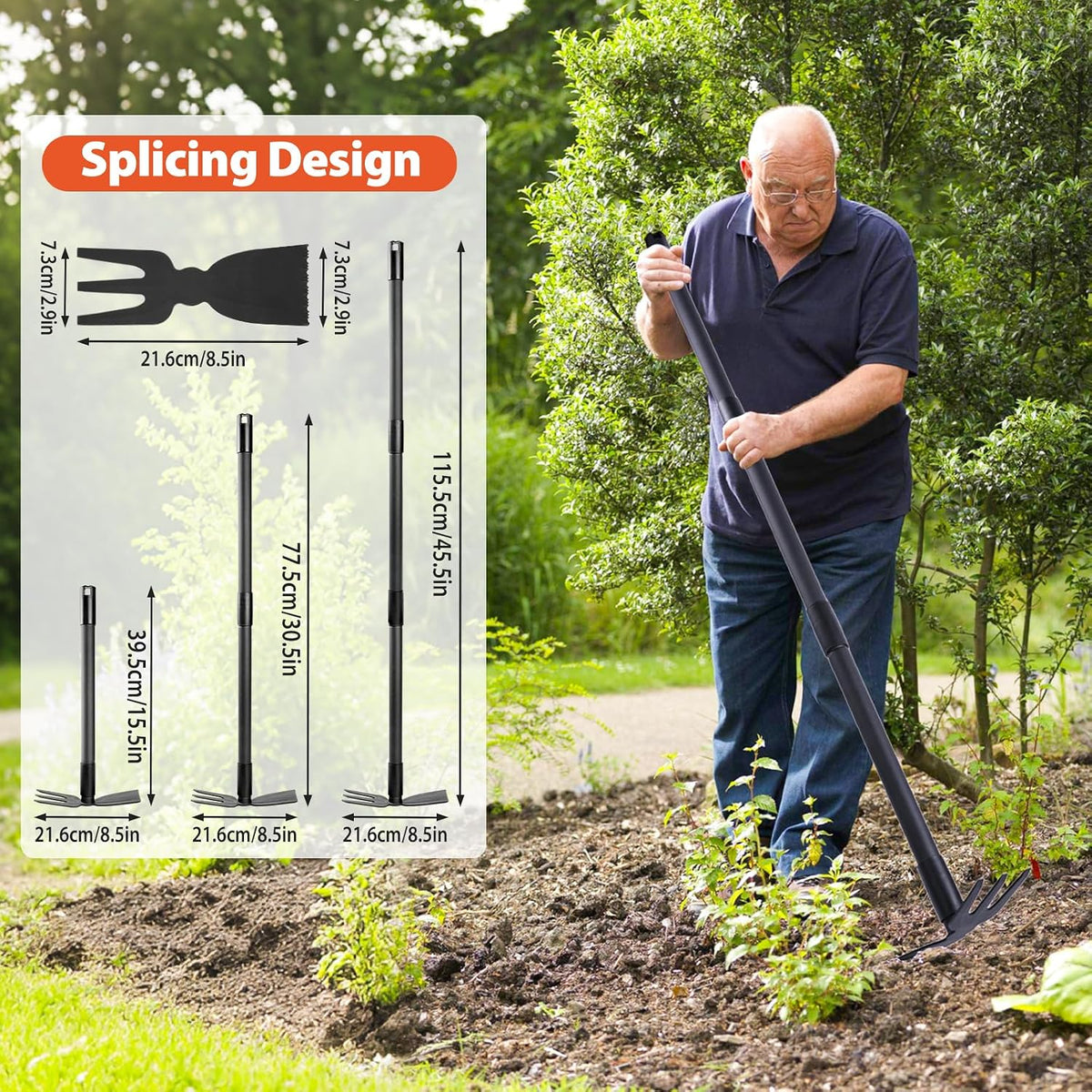 Pragmatist Weed Puller Tool with Long Handle, 2-in-1 Hand Weed Rake and Garden Hoe, 45.5" Manual Weeder Weeding Pull Tool for Lawn, Yard, Patio and Garden
