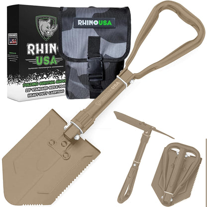 Rhino USA Folding Survival Shovel with Pick - Military Entrenching Tool