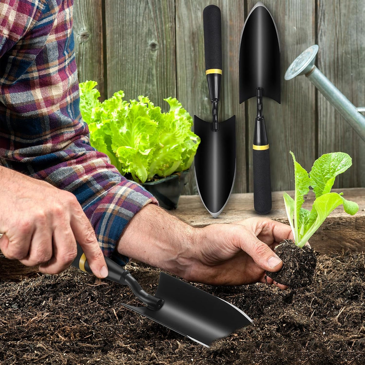 8 Pcs Garden Trowel with Resin Rubberized Handle, Narrow Shovels