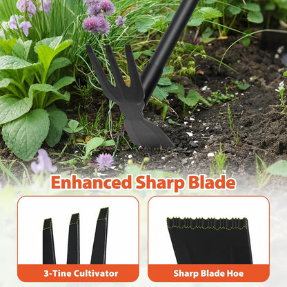 Pragmatist Weed Puller Tool with Long Handle, 2-in-1 Hand Weed Rake and Garden Hoe, 45.5" Manual Weeder Weeding Pull Tool for Lawn, Yard, Patio and Garden