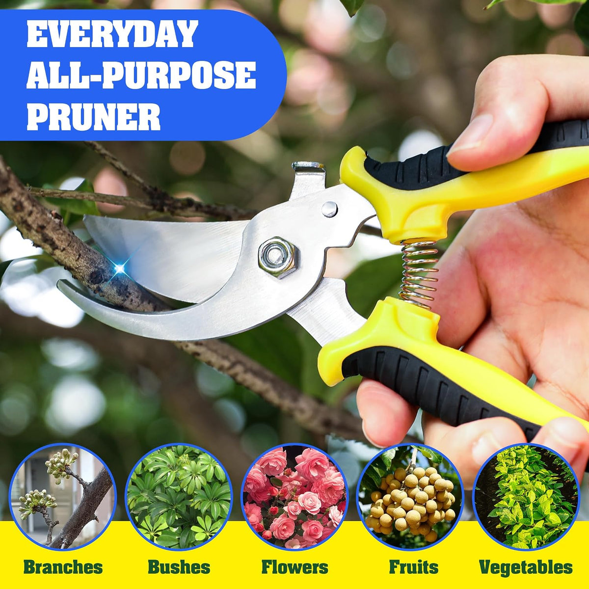 EWPJDK 4 Pack Garden Pruning Shears Scissors Clippers Stainless Steel