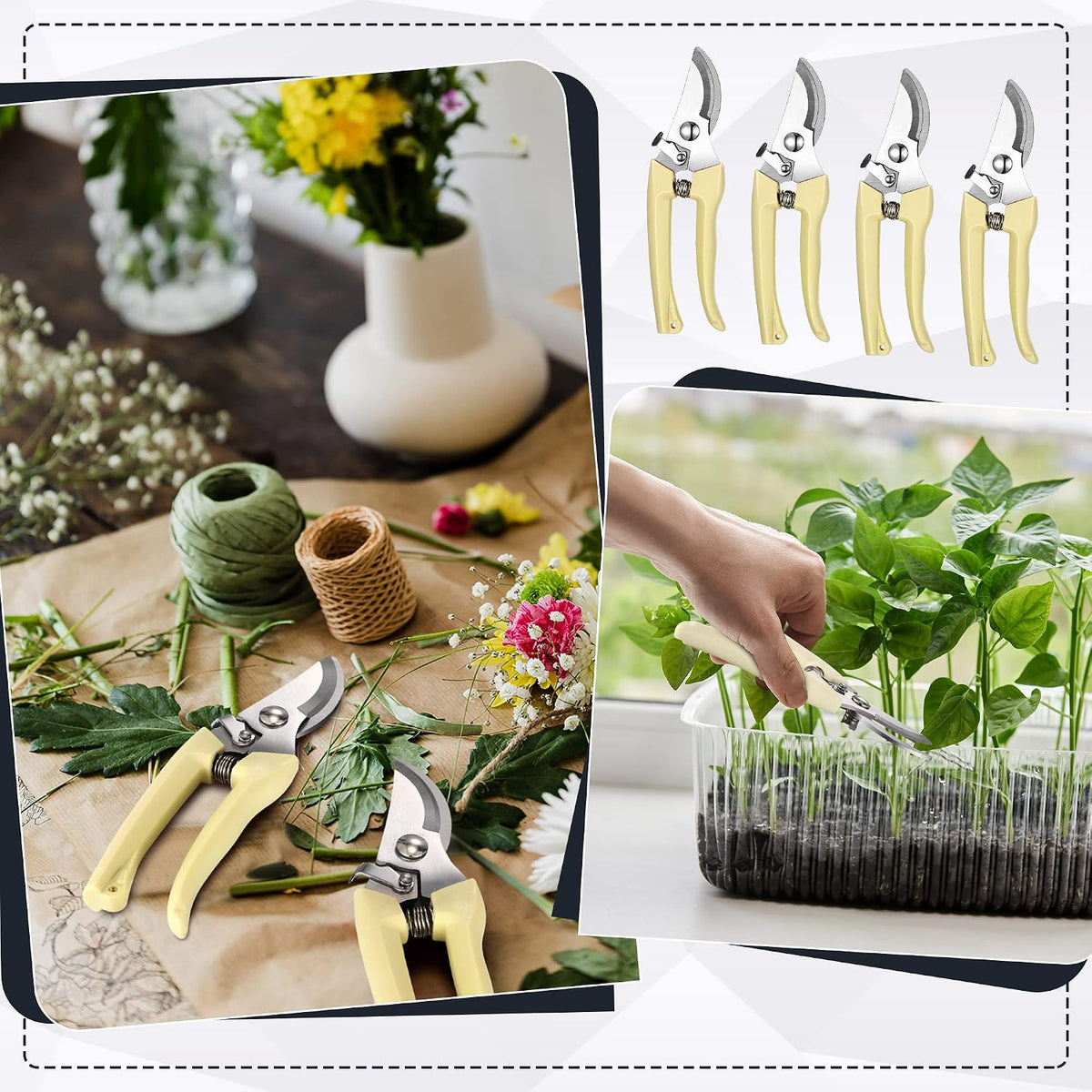 Chumia 30 Pack Garden Shears Flower Clippers for Plant Cutting, Beige