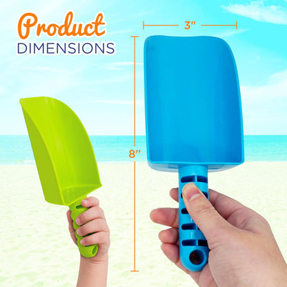4E's Novelty 4 Pack Beach Shovels 8 Inch, Heavy Duty Plastic Sand Shovel for Kids, - Great for Planting Gardening Shovels for Toddlers, Outdoor Digging Sandbox Toys, Easter Basket Stuffers