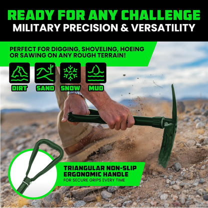 Rhino USA Folding Survival Shovel with Pick - Military Entrenching Tool