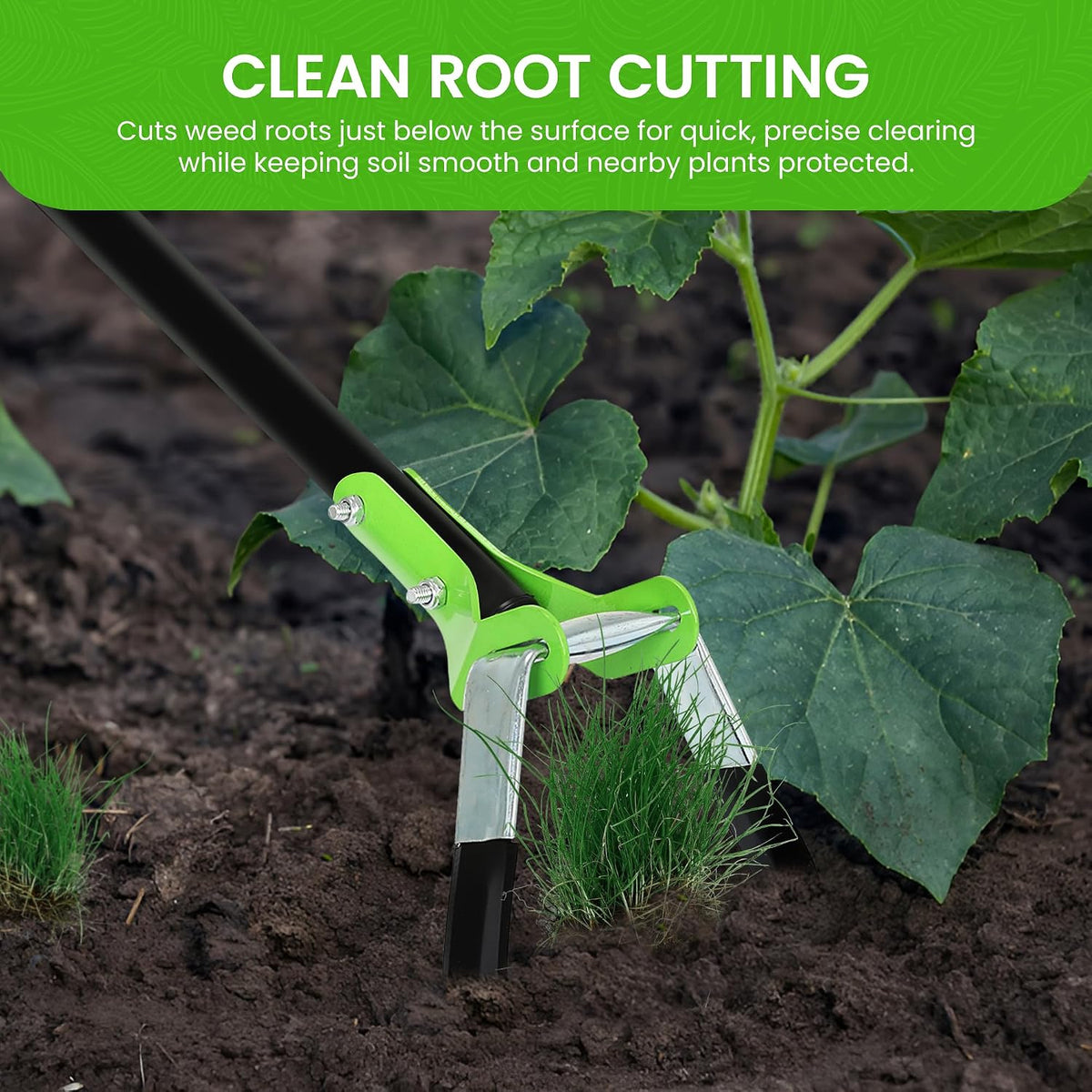 Garden Guru Action Stirrup Hoe Garden Tool, 17.5-Inch Long, with Ergonomic Handle – Rust Resistant Heavy Duty Steel Loop Hoe for Weeding, Planting, Sowing Seeds, Making Furrows & Soil Cultivation