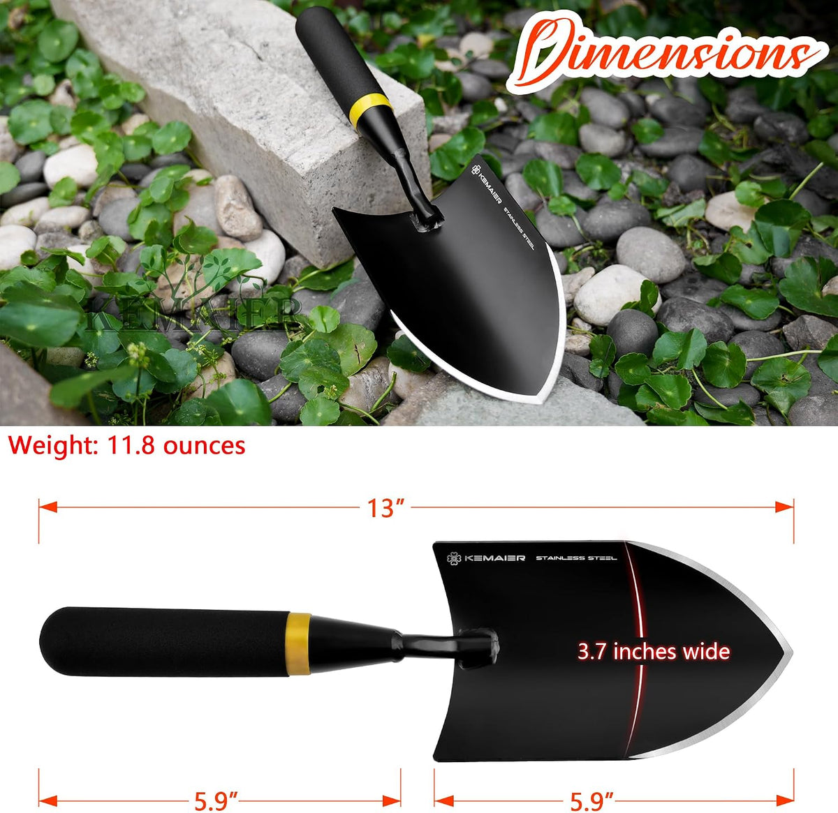 Kemaier Heavy Duty Stainless Steel Garden Trowel Shovel Tools