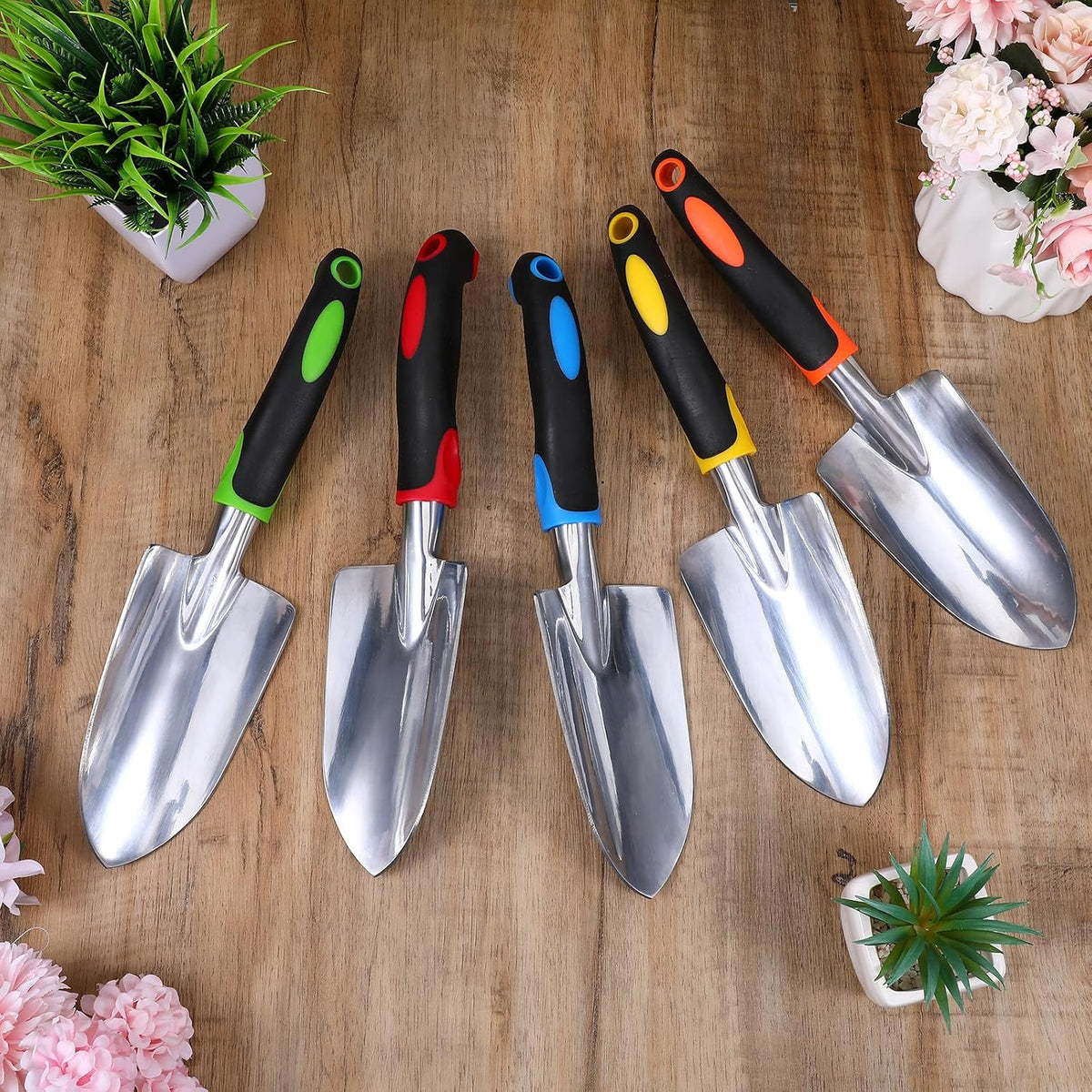 10 Pack Garden Hand Trowel, Aluminum Alloy Heavy Duty Small Shovel Set for Digging, Weeding & Transplanting, Ergonomic Non-Slip TPR Handle, Rustproof Metal Hand Spade for Lawn Yard Farm Planting