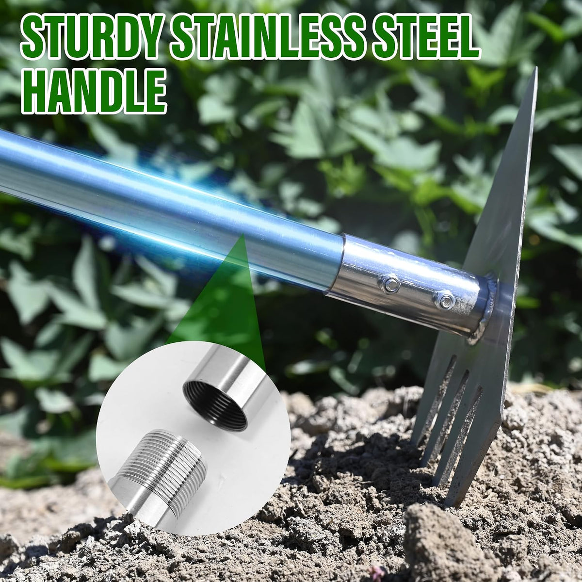 BARAYSTUS Garden Hoe Heavy Duty, Adjustable Long Handle Weeding Tool