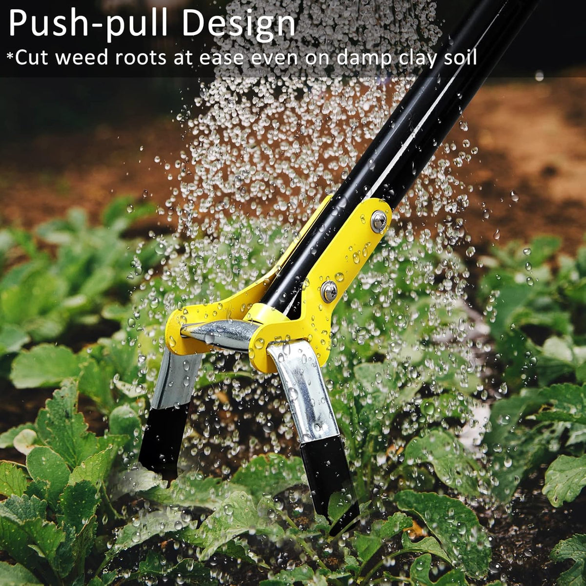 DonSail Hoe Garden Tool -Scuffle Garden Hoes for Weeding Gardening Long Handle Heavy Duty - Adjustable Weeding Loop Stirrup Hoe 30-61 Inch Black