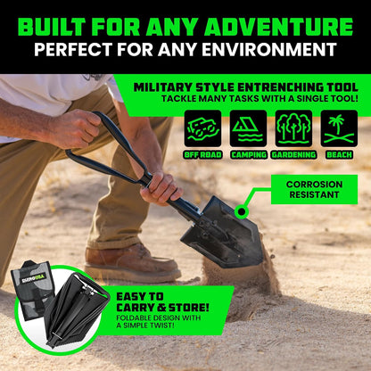 Rhino USA Folding Survival Shovel with Pick - Military Entrenching Tool