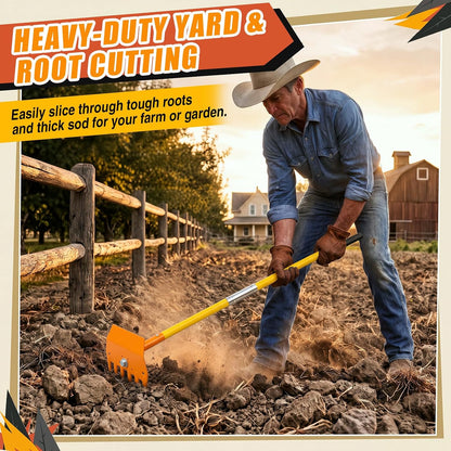 Rake Hoe Steel with 48 Inch Fiberglass Handle Fire Rake Hoe for Multi-use Landscaping and Forestry, Raking, Scraping, Grubbing and Tamping