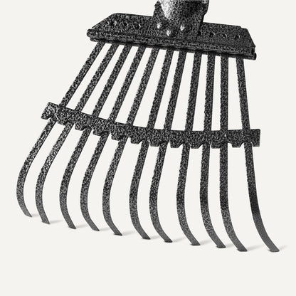 Amazon Basics Garden Rake, Leaf rake with 38.58" - 80.51" Adjustable Steel Handle, Gardening tools for Yard Work, Olive/Black/Silver