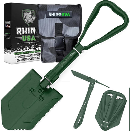 Rhino USA Folding Survival Shovel with Pick - Military Entrenching Tool