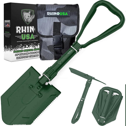 Rhino USA Folding Survival Shovel with Pick - Military Entrenching Tool