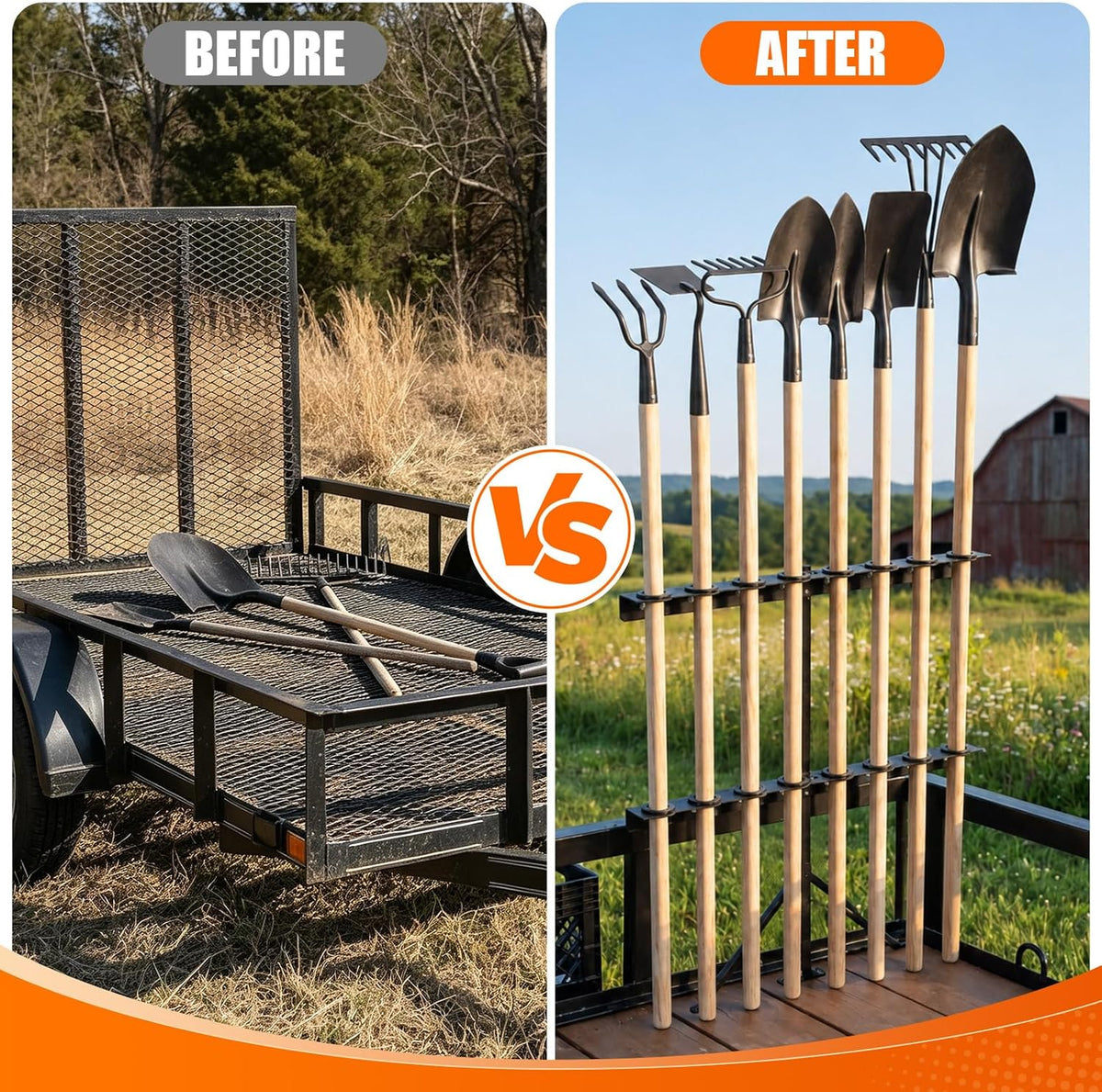 Trailer Tool Racks for Lawn Equipment 8 Hole Truck Shovel Holder
