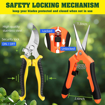 EWPJDK 4 Pack Garden Pruning Shears Scissors Clippers Stainless Steel