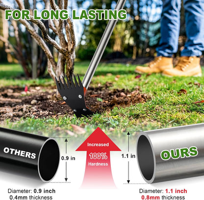 Garden Hoe - Weed Hoe Rake and Cultivator Garden Tool for Weeds Long Handle - Heavy Duty Scuffle Field Grub Dutch Digging Weeding Hand Held Hoes for Gardening (Blaze Orange)